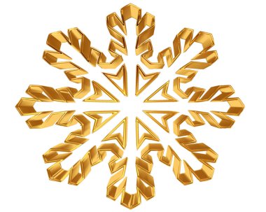 3D çizim. Beyaz zemin üzerine altın kar tanesi