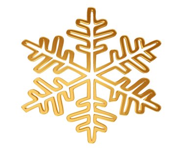 3D çizim. Beyaz zemin üzerine altın kar tanesi