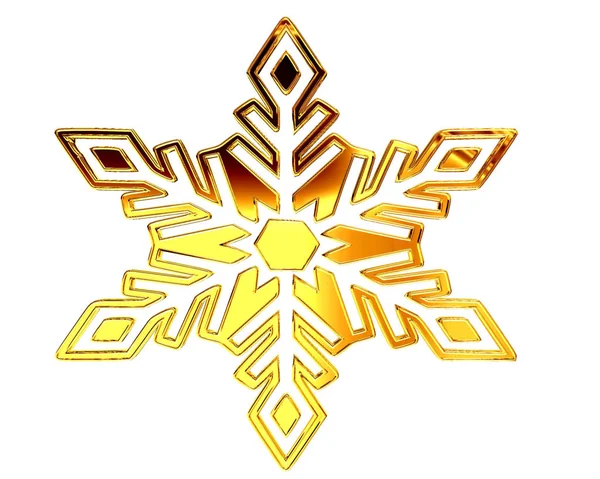 3d illustration. Gold snowflake on a white background — Stock Photo, Image