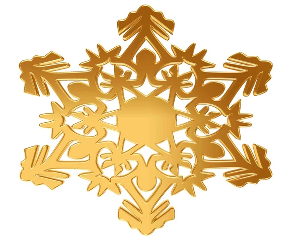 3D illustration. Guld snöflinga på vit bakgrund — Stockfoto
