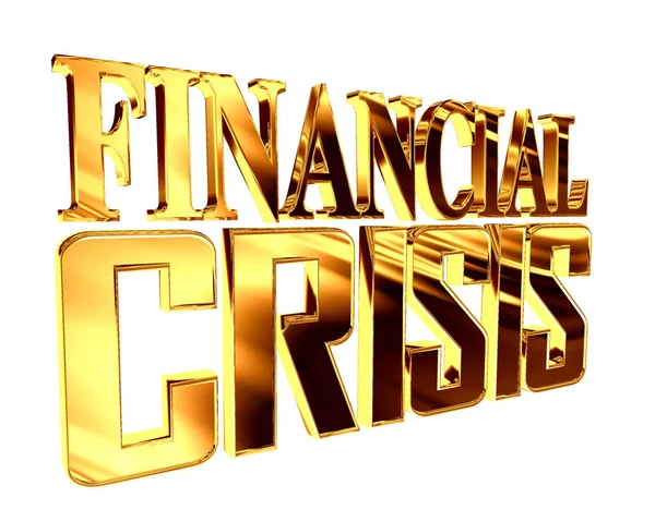 Goldener Text zur Finanzkrise auf weißem Hintergrund — Stockfoto