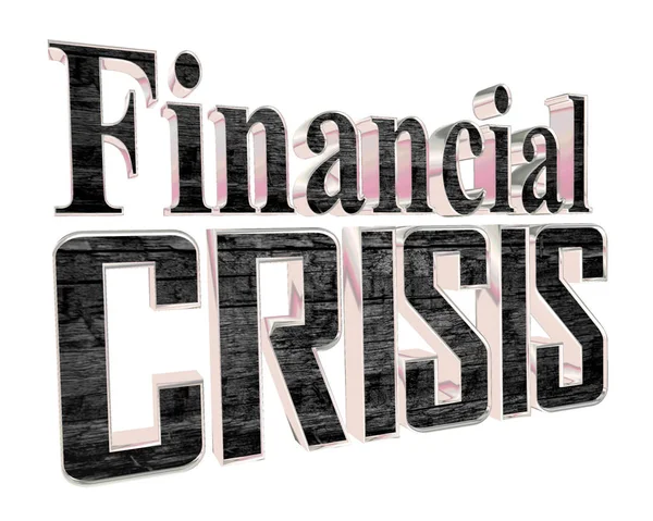 Texto dourado a crise financeira em um fundo branco — Fotografia de Stock