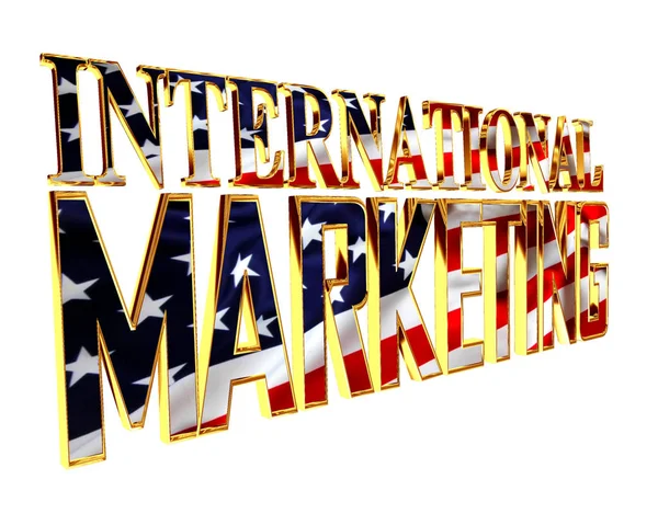 Golden International texto de marketing sobre un fondo blanco — Foto de Stock