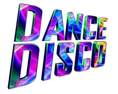 3D çizim. Beyaz bir arka plan üzerinde metin disko dans