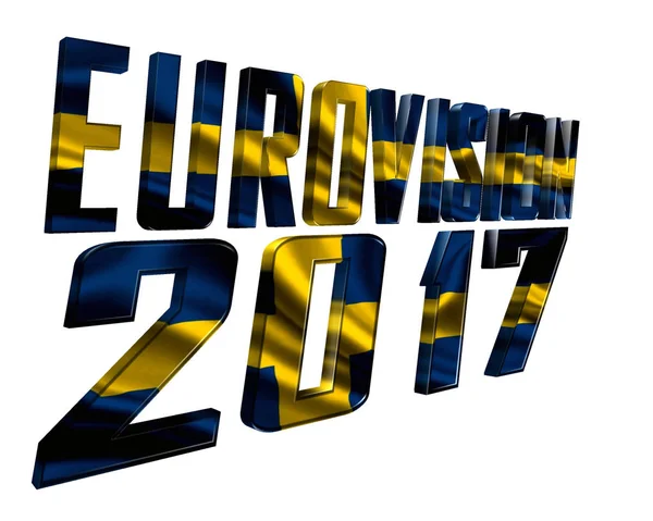 3D-Illustration. der Text der Eurovision 2017 mit der Textur der Landesflagge auf weißem Hintergrund — Stockfoto