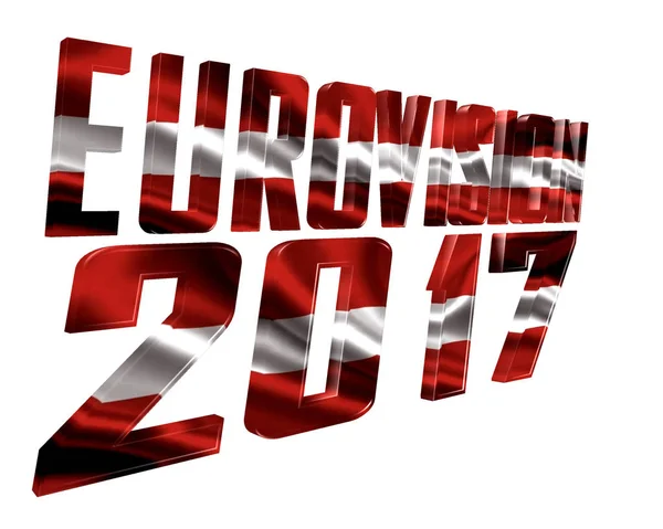 Ilustracja 3D. Tekst z Eurowizji 2017 z kraju Flaga tekstura biorących udział na białym tle — Zdjęcie stockowe