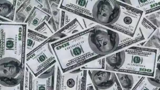 Dollarbiljetten vallen in de regen — Stockvideo