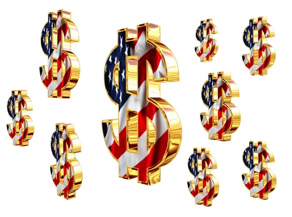 Złoty symbol waluty dolar na białym tle — Zdjęcie stockowe