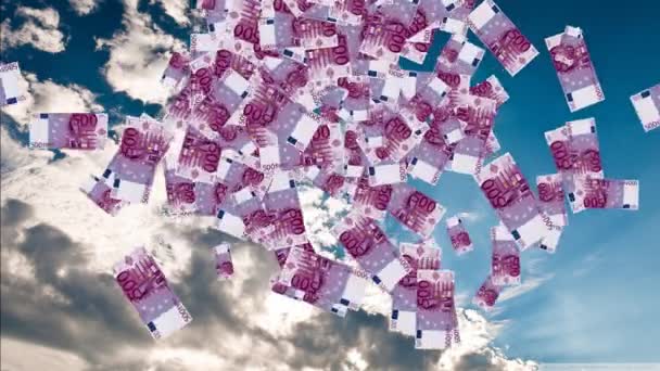 Χρήματα βροχή από το ευρώ και δολάρια — Αρχείο Βίντεο