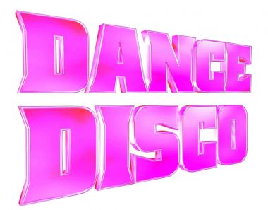 3D render. Beyaz arka plan üzerinde metin disko müziği