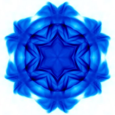 beyaz zemin üzerinde mavi çiçek soyut resim 3D çizimi