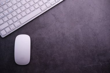 top view of keyboard and mouse on table