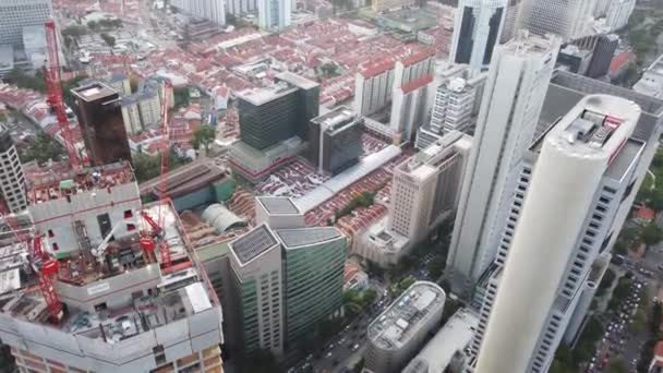 High angle view of singapore financial buildings at morning — Αρχείο Βίντεο