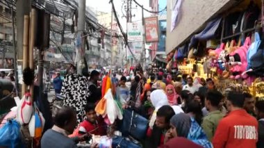 crowded people at street in bangladesh 