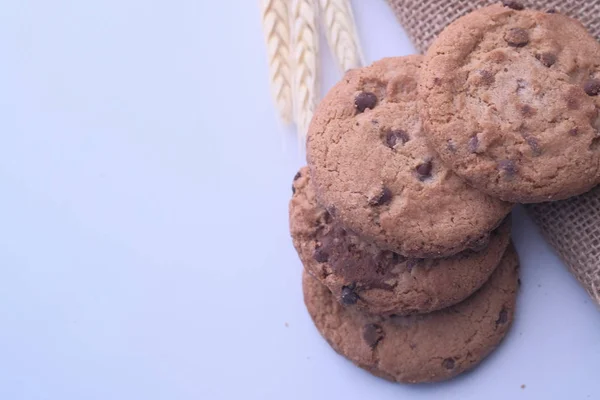 Bovenaanzicht van stack cookies met kopieerruimte — Stockfoto