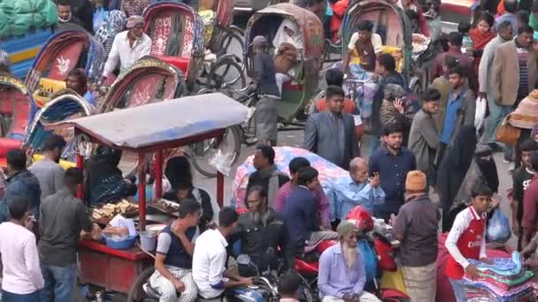 Gedränge in der Stadt Dhaka — Stockvideo