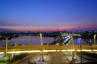 view of illuminated dhaka city at night in Bangladesh 