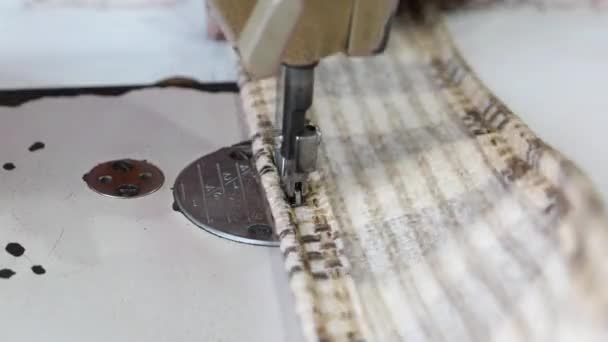 Close up of Sewing machine and denim, tailoring — Stockvideo