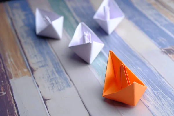 Red Leader Paper Boat Leading Group Of Paper boats