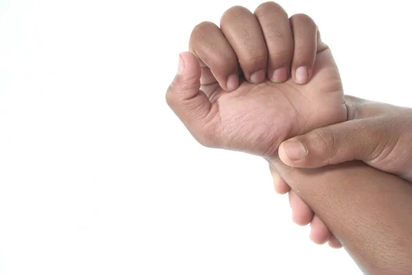 Mann in Großaufnahme mit symptomatischem Office-Syndrom am Handgelenk. — Stockfoto