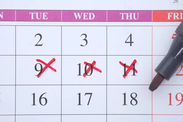 Koncepcja terminu z kółkiem w dniu kalendarzowym — Zdjęcie stockowe