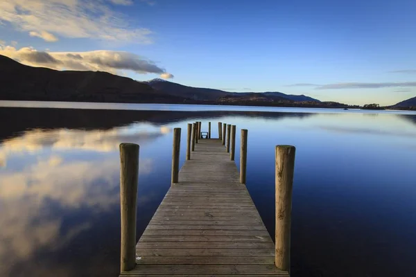 Luce Serale Sul Molo Ashness Molo Approdo Sulle Rive Del — Foto Stock