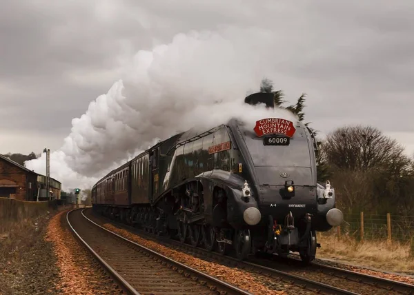 Διατηρημένη Ατμομηχανή Union South Africa Κατευθύνει Cumbrian Mountain Express Στο — Φωτογραφία Αρχείου