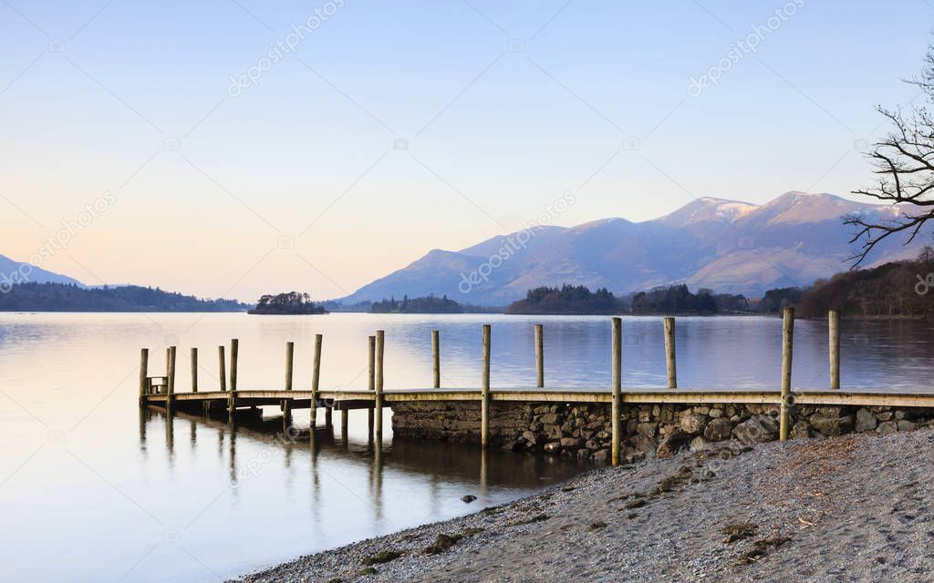 Derwentwater Landing Stage.  The landing stage is on the banks of Derwentwater, Cumbria in the English Lake District national park.