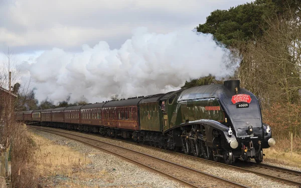 Διατηρημένη Ατμομηχανή Union South Africa Κατευθύνεται Προς Cumbrian Mountain Express — Φωτογραφία Αρχείου