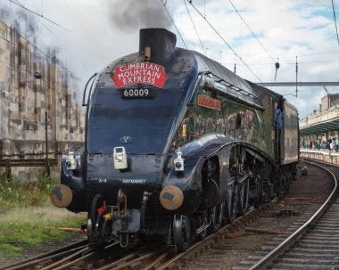 Korunan Sör Nigel Gresley buharlı lokomotif Güney Afrika Birliği, Carlisle, İngiltere 'de resmedildi..