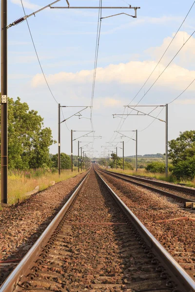 Férrea Uma Ferrovia Eletrificada Norte Inglaterra — Fotografia de Stock
