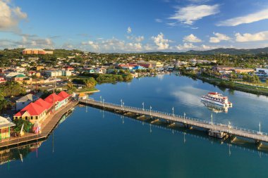 St Johns waterfront.  St Johns is the capital of the Caribbean island of Antigua, one of the Leeward Islands in the West Indies.