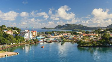 Castries waterfront.  Castries is the capital of the Caribbean island of St Lucia, one of the Windward Islands in the West Indies. clipart