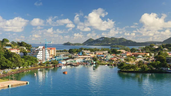 Castries waterfront.  Castries is the capital of the Caribbean island of St Lucia, one of the Windward Islands in the West Indies.