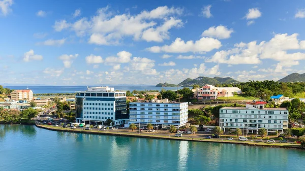 Castries waterfront.  Castries is the capital of the Caribbean island of St Lucia, one of the Windward Islands in the West Indies.