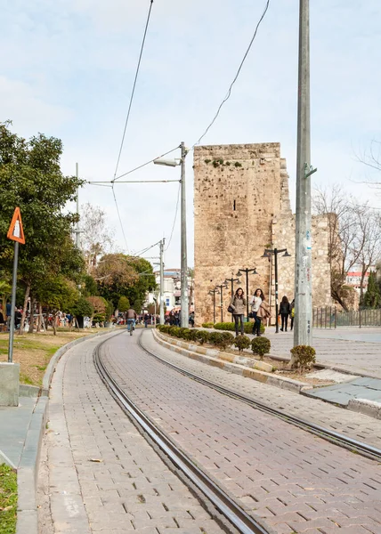 Linia Tramwajowa Antalya Południowa Turcja — Zdjęcie stockowe