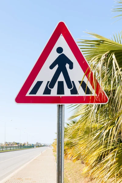 Пішоходець Кроссинг Вуличний Знак Півдні Туреччини Вказує Місце Пішоходи Можуть — стокове фото