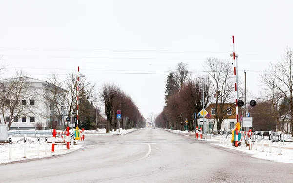 Sigulda Level Crossing Pohled Železniční Přejezd Siguldě Sigulda Město Lotyšsku — Stock fotografie