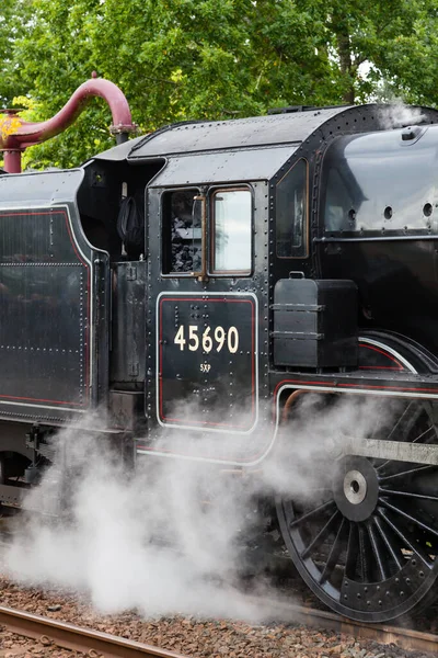 Close Steam Train 45690 Leander Appleby Cumbria England Settle Carlisle — Stock Photo, Image