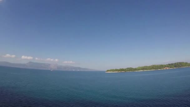 Timelapse Recording Ship Departing Corfu Inglés Una Grabación Timelapse Tomada — Vídeos de Stock