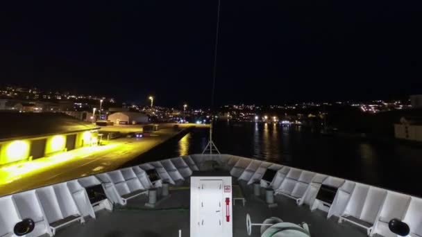 Timelapse Recording Looking Bow Ship Departs City Kristiansund Norway — Stock Video