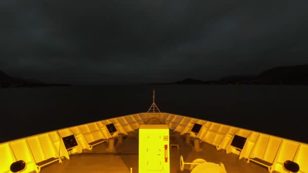 Timelapse Recording Looking Bow Ship Prepares Depart Town Stokmarknes Norway — Stock Video