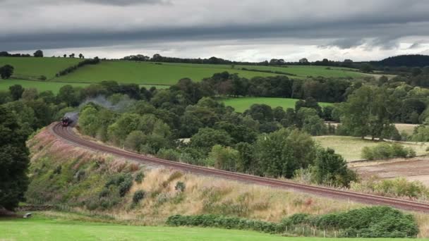 Locomotiva Vapor Flying Scotsman Dirige Waverly Através Armathwaite Cumbria Ferrovia — Vídeo de Stock