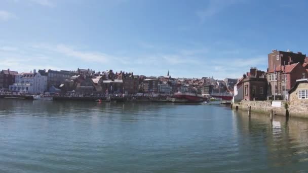 Időintervallum Felvétel Whitby Kikötőjébe Érkező Onnan Induló Hajókról Whitby Egy — Stock videók
