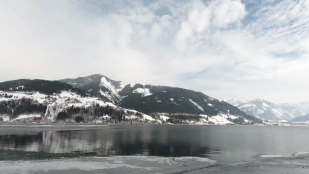 Vista Dalla Città Austriaca Zell See Attraverso Lago Zell Verso — Video Stock