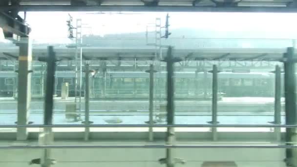 Вид Поїзда Відходить Від Станції Бішофсхофен Bischofshofen Невелике Містечко Штаті — стокове відео