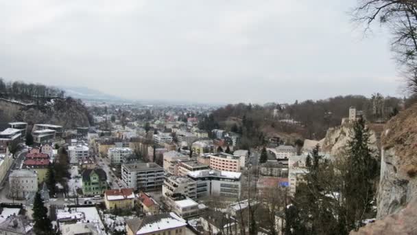 Salzburg Skyline Timelapse Inspelning Utsikten Över Salzburg Skyline Österrike Vinterdag — Stockvideo