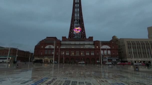 View Blackpool Tower Northern England Taken Winter Evening Tower Famous — Stock Video