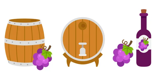 木製の樽とワインの bottle.illustration — ストックベクタ
