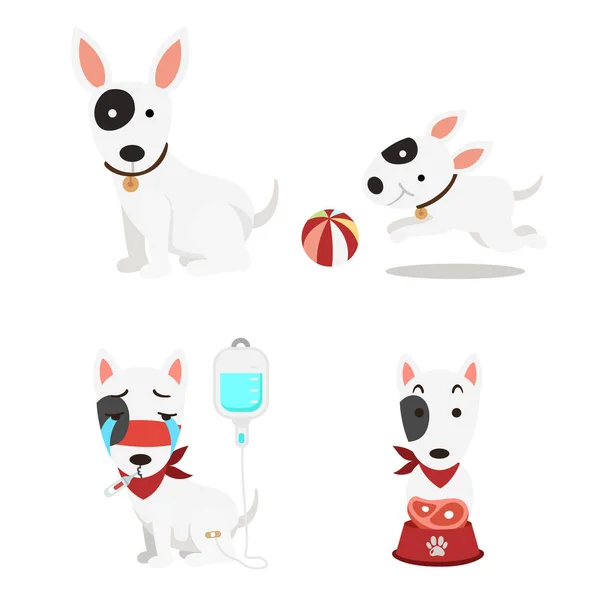 Leuke honden illustratie geïsoleerd ingesteld op witte achtergrond — Stockvector